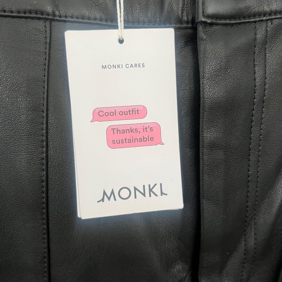 Brand new Faux Leather Black Monki ASOS Pants Seamed - Picture 2 of 7